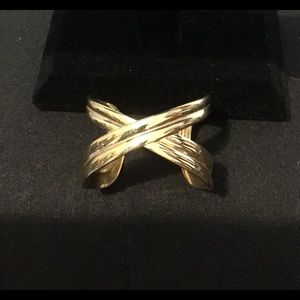 Gold Tone Fashion Cuff X Bracelet